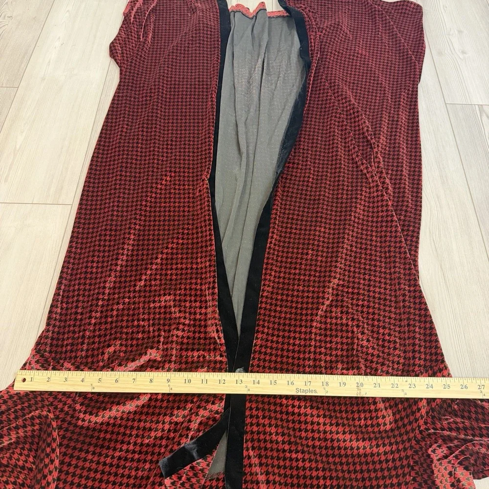 Coldwater Creek Women's 3X Red &‎ Black Velour Open House Coat Robe Soft READ